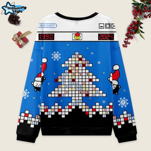 Minesweeper Ugly Christmas Sweater – Nostalgic Gaming Holiday Design