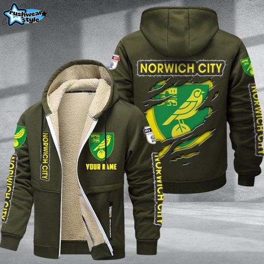 Norwich City DMTZ0620 Velvet Zip Hoodie Coat Canaries Fan Jacket