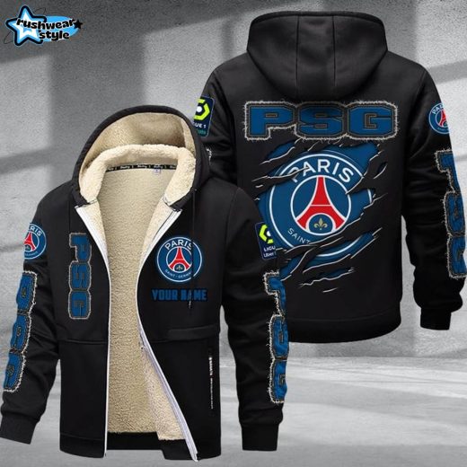 PSG DMTZ0750 Velvet Zip Hoodie Coat Green Premium Football Gear