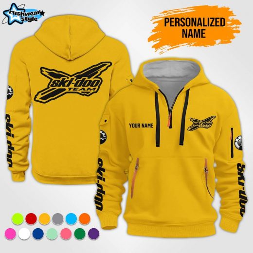 Personalized Name Love Ski Snowmobile 3D Printed Quarter Zip Hoodie TZ777 – Winter Ski Apparel