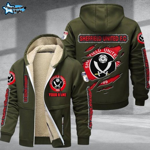 Sheffield United F.C DMTZ0626 Velvet Zip Hoodie Coat Blades Club Jacket