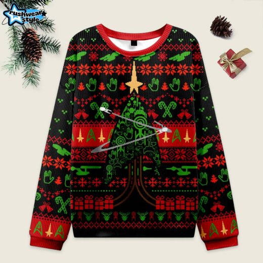 Starship Universe Ugly Christmas Sweater – Black Galactic Holiday Theme