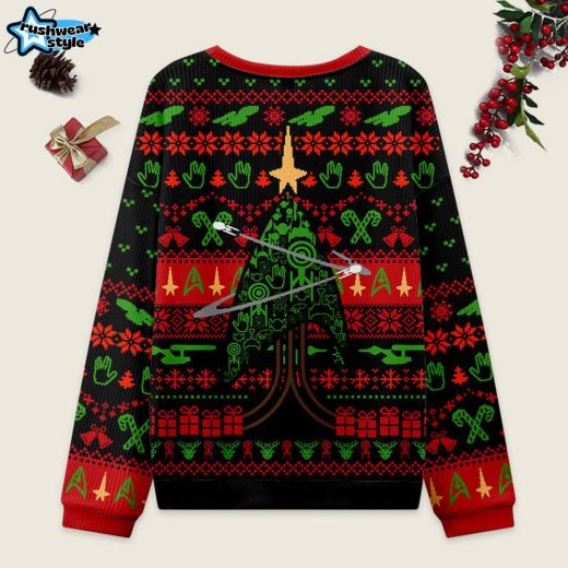 Starship Universe Ugly Christmas Sweater – Black Galactic Holiday Theme