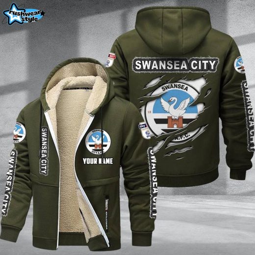 Swansea City DMTZ0630 Velvet Zip Hoodie Coat Swans Football Outfit