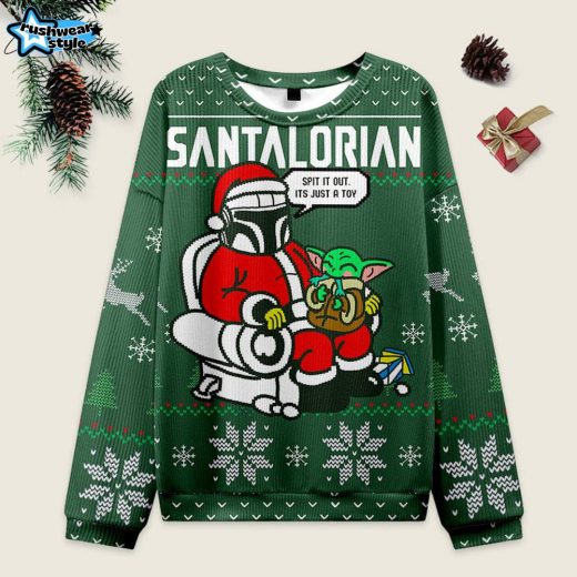 The Santalorian Ugly Christmas Sweater – Galactic Santa Design for Fans