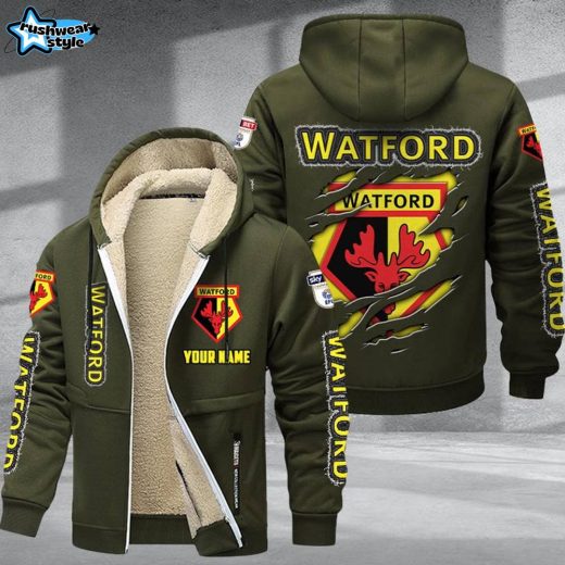 Watford DMTZ0631 Velvet Zip Hoodie Coat Hornets Fan Jacket