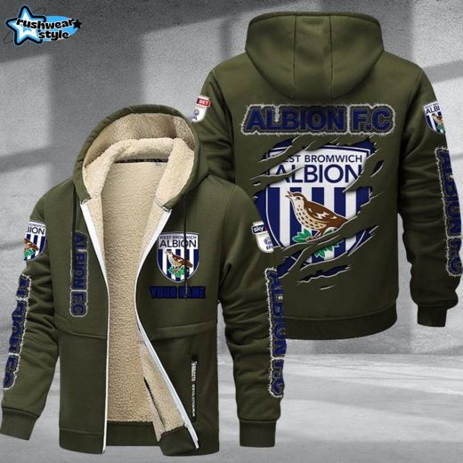 West Bromwich Albion DMTZ0632 Velvet Zip Hoodie Coat Baggies Club Jacket