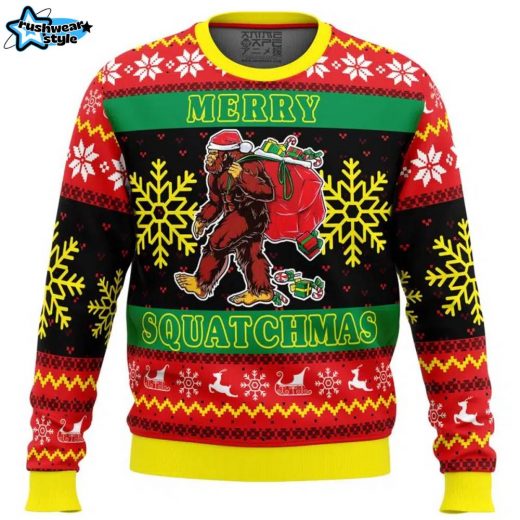 Merry Squatchmas Pop Culture Ugly Christmas Sweater Fun Holiday Design