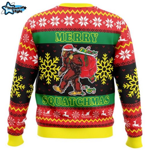 Merry Squatchmas Pop Culture Ugly Christmas Sweater Fun Holiday Design