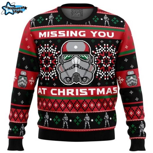 Missing You At Christmas Stormtrooper Star Wars Ugly Christmas Sweater Galactic Fans Gift