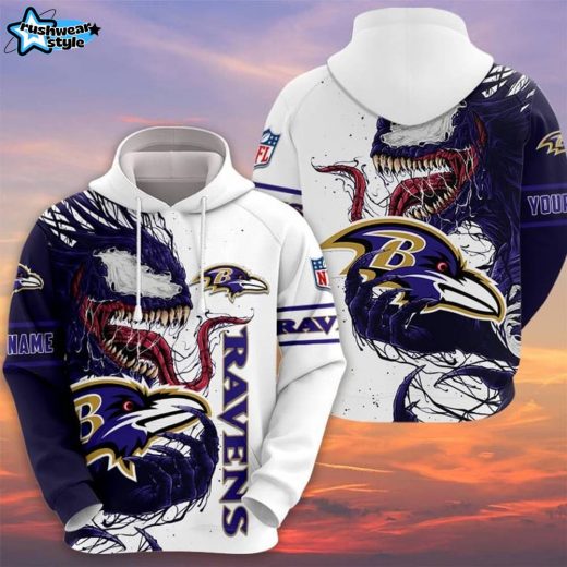 NFL Baltimore Ravens Custom Name Venom Pullover Hoodie