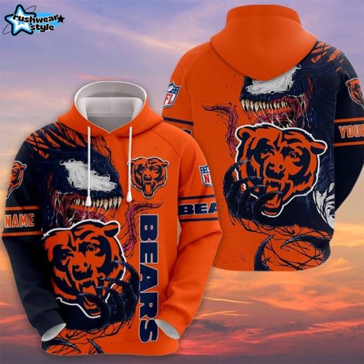 NFL Chicago Bears Custom Name Venom Pullover Hoodie