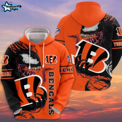 NFL Cincinnati Bengals Custom Name Venom Pullover Hoodie