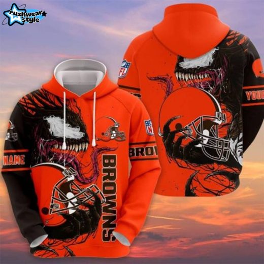 NFL Cleveland Browns Custom Name Venom Pullover Hoodie