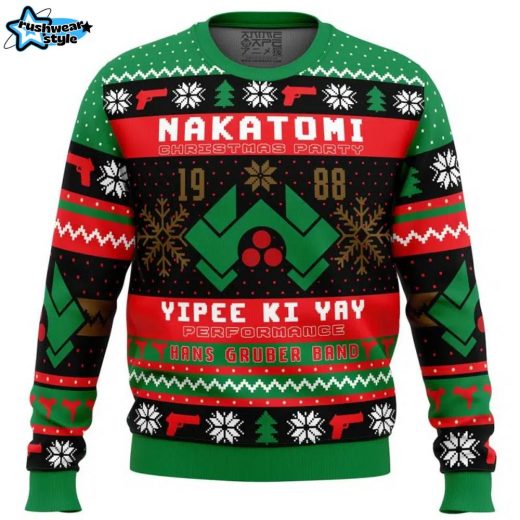 Nakatomi Christmas Party 1988 Die Hard Pop Culture Ugly Christmas Sweater Iconic Design