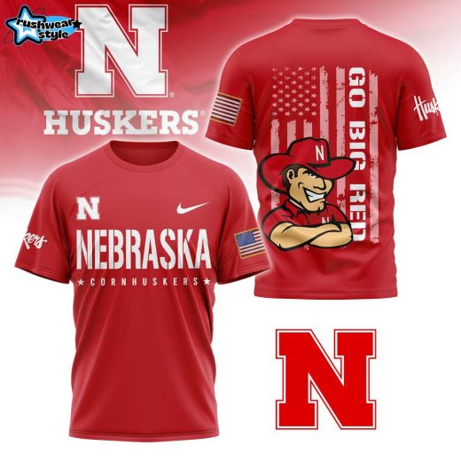 PREMIUM Nebraska Cornhuskers Go Big Red 3D Shirt College Sports Gear