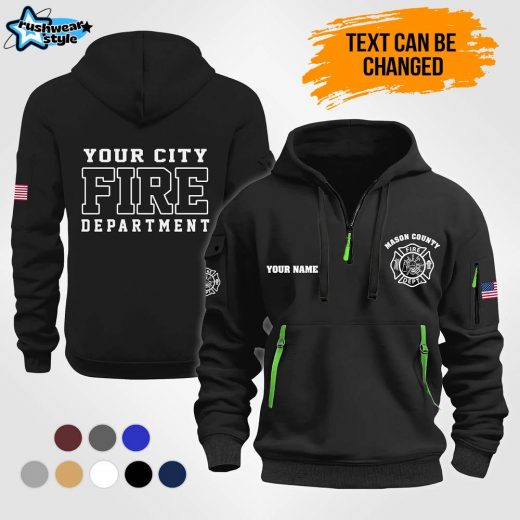 Personalized Love Firefighter Quarter Zip Hoodie with Custom Name 2D Design