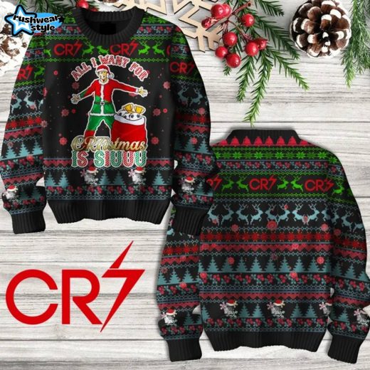 Ronaldo Christmas Sweater NTY Black Edition for Football Enthusiasts