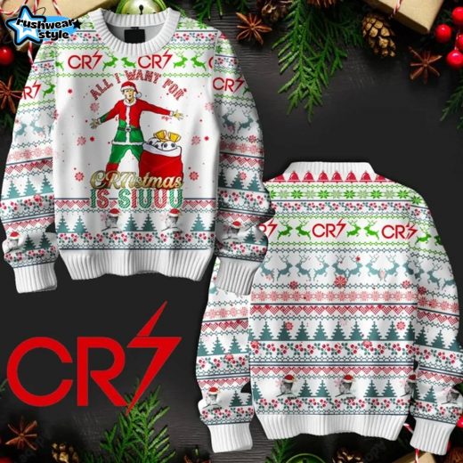 Ronaldo Christmas Sweater NTY White Edition for Soccer Fans