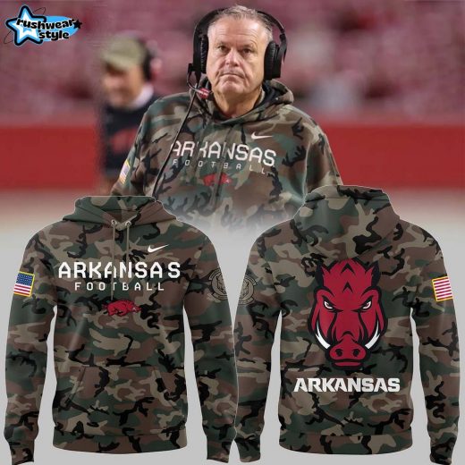 Veteran Camo Hoodie Arkansas Basketball by Coach Sam Pittman Limited Edition V3