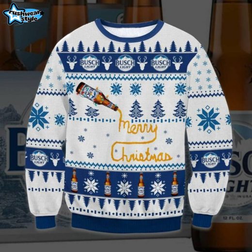 Busch Light Flowing Christmas Ugly Sweater – Festive Beer Knit