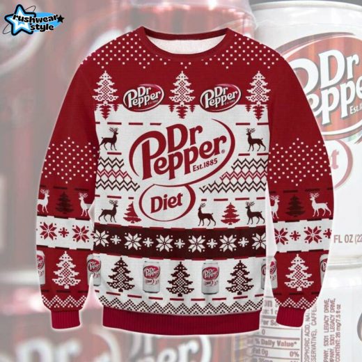 Dr Pepper Diet Ugly Christmas Sweater – Holiday Soda Lovers Knit