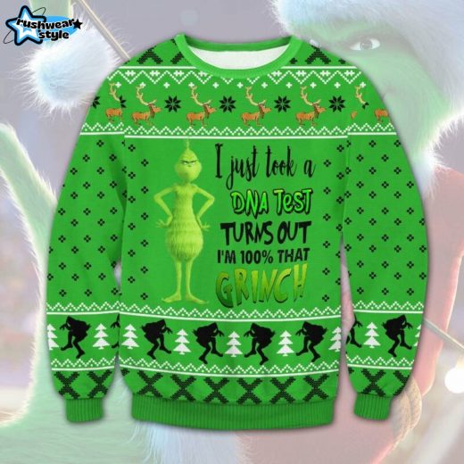 Grinch Ugly Christmas Sweater – Classic Holiday Grinch Knit