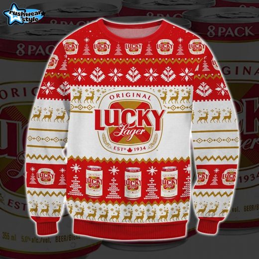 Lucky Lager Ugly Christmas Sweater – Festive Beer Holiday Knit