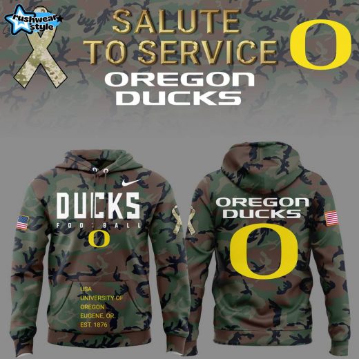 Oregon Ducks 2024 Nike Camo Military Appreciation Club Pullover Hoodie – Salute to Service Gear