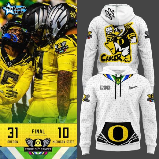 Oregon Ducks Stomp Out Cancer 2024 Limited White Hoodie – Support the Cause Apparel