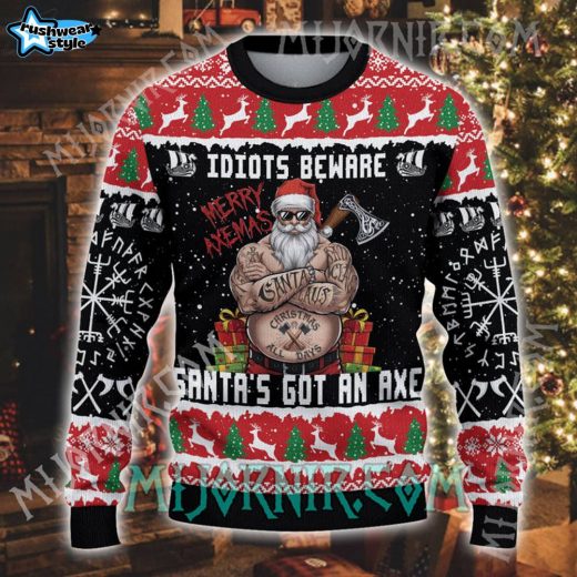 Axemas Viking Santa Ugly Christmas Sweater – Ultimate Holiday Warrior