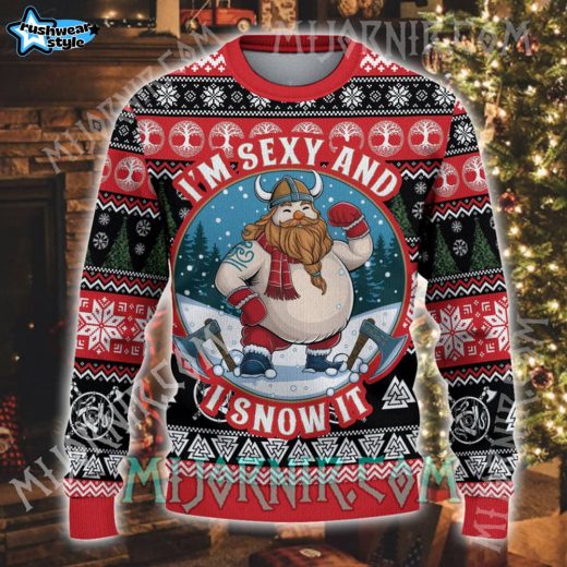 Frosty Viking Warrior Ugly Christmas Sweater – Cool Norse Holiday Knit