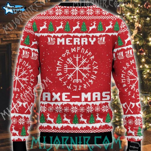 Merry Axe-Mas Viking Christmas Sweater – Holiday Warrior Theme