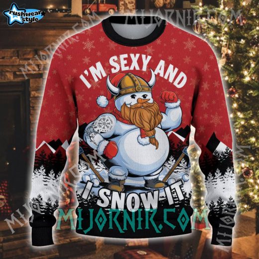 Nordic Snowman Swagger Viking Ugly Christmas Sweater – Festive Viking Style