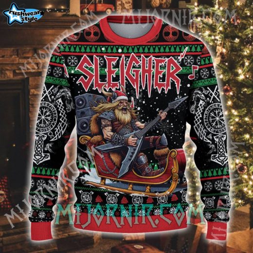 Rocking Sleigh Viking Ugly Christmas Sweater – Festive Norse Spirit