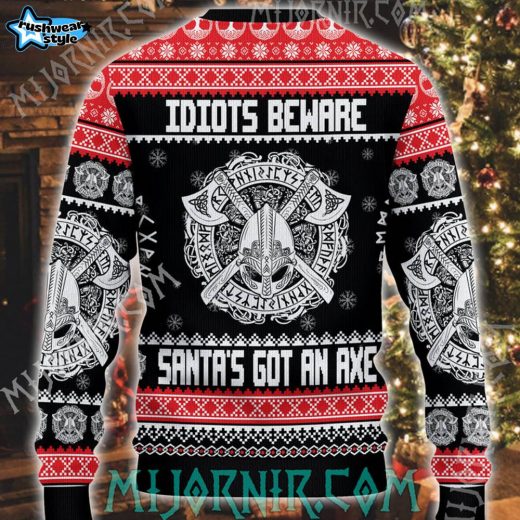 Santa’s Got an Axe Viking Ugly Christmas Sweater – Holiday Warrior Knit