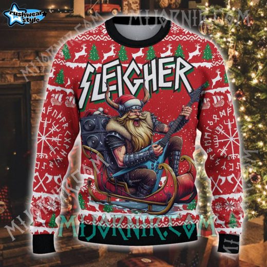 Santa’s Viking Sleigher Ugly Christmas Sweater – Norse Holiday Fun