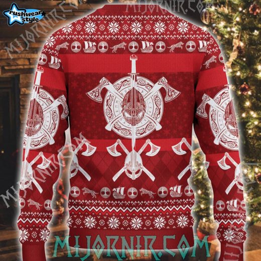 Viking Beer & Axe Ugly Christmas Sweater – Festive Warrior Viking Style