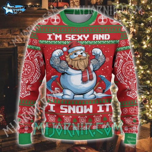 Viking Snowman Swagger Ugly Christmas Sweater – Norse Festive Edition