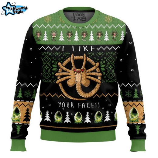 Alien Facehugger Ugly Christmas Sweater – Sci-Fi Horror Holiday Sweater