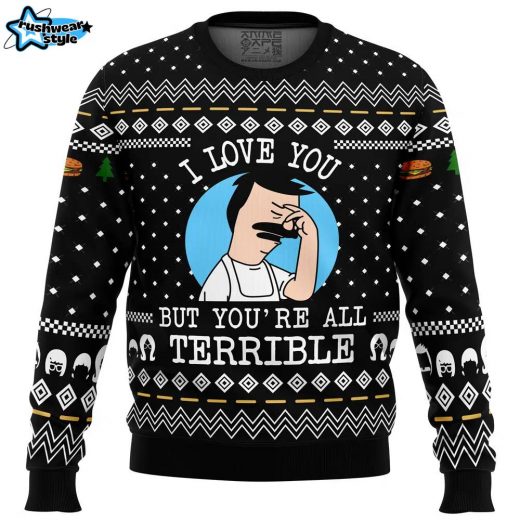 Bob’s Burgers “I Love You But…” Ugly Christmas Sweater – TV Show Holiday Sweater