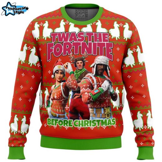 Fortnite “Twas The Night” Ugly Christmas Sweater – Gamer Holiday Sweater