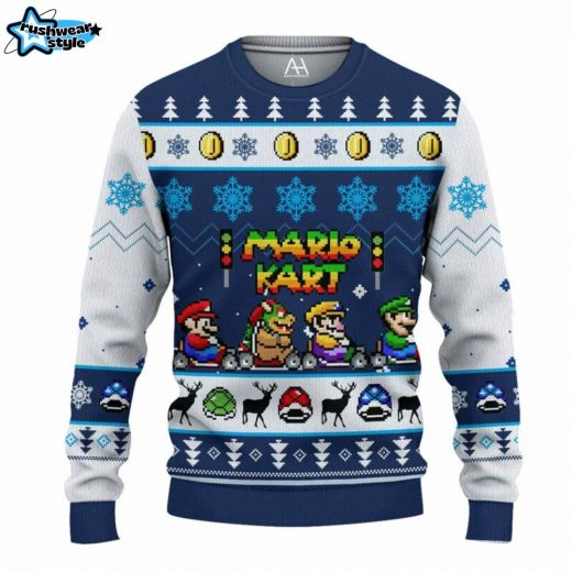 Mario Kart 3D Ugly Christmas Sweater – Gamer Holiday Jumper for Mario Fans