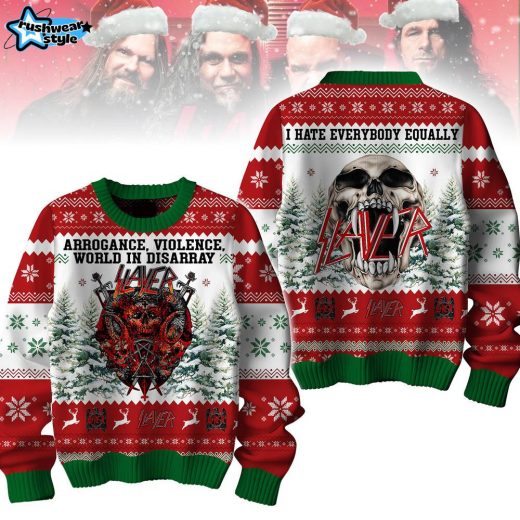 Premium Ugly Christmas Sweater – Dark Humor: Arrogance, Violence, World in Disarray