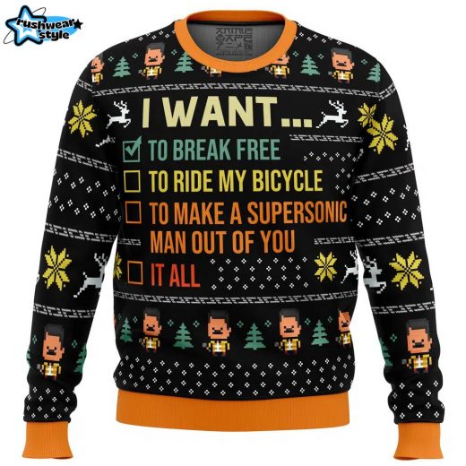 Queen “I Want To Break Free” Ugly Christmas Sweater – Music Lover’s Holiday Jumper