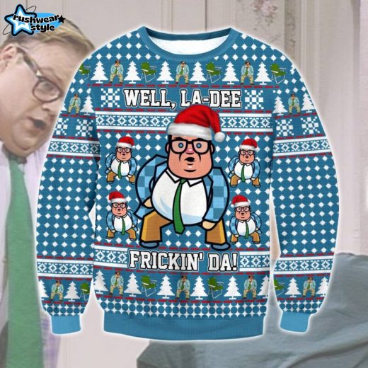 Saturday Night Live Matt Foley “Well, La Dee Frickin-da” Ugly Christmas Sweater – Comedy Holiday Sweater