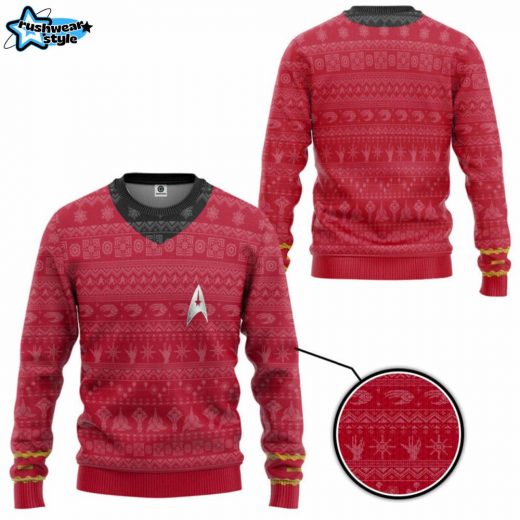 Star Trek 3D Original Series Red Ugly Christmas Sweater – 1966-1969 TV Show Sweater