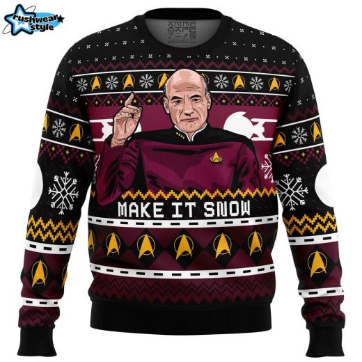 Star Trek Captain Picard Ugly Christmas Sweater – Sci-Fi Holiday Jumper