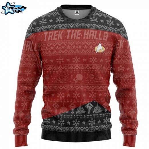 Star Trek Next Generation Red Ugly Christmas Sweater – Version 2 Sci-Fi Holiday Apparel