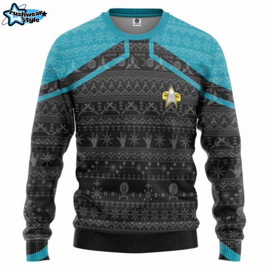 Star Trek Picard 2020 Blue Ugly Christmas Sweater – Sci-Fi Fan Holiday Jumper